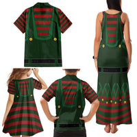 Christmas Elf Costume Family Matching Tank Maxi Dress and Hawaiian Shirt Santa’s Little Helper Outfit - Wonder Print Shop