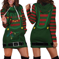 Christmas Elf Costume Hoodie Dress Santa’s Little Helper Outfit - Wonder Print Shop
