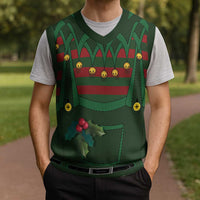 Christmas Elf Costume Christmas Knitted V-Neck Vest Santa’s Little Helper Outfit - Wonder Print Shop