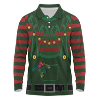 Christmas Elf Costume Long Sleeve Polo Shirt Santa’s Little Helper Outfit - Wonder Print Shop