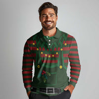 Christmas Elf Costume Long Sleeve Polo Shirt Santa’s Little Helper Outfit - Wonder Print Shop