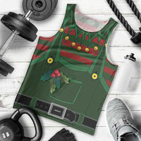 Christmas Elf Costume Men Tank Top Santa’s Little Helper Outfit - Wonder Print Shop