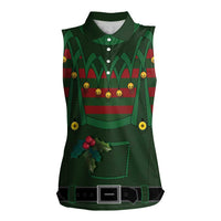 Christmas Elf Costume Women Sleeveless Polo Shirt Santa’s Little Helper Outfit - Wonder Print Shop