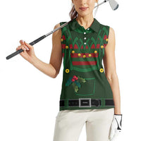 Christmas Elf Costume Women Sleeveless Polo Shirt Santa’s Little Helper Outfit - Wonder Print Shop