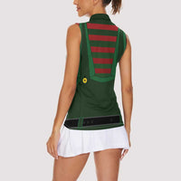 Christmas Elf Costume Women Sleeveless Polo Shirt Santa’s Little Helper Outfit - Wonder Print Shop