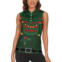 Christmas Elf Costume Women Sleeveless Polo Shirt Santa’s Little Helper Outfit - Wonder Print Shop
