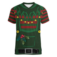 Christmas Elf Costume Women V-Neck T-Shirt Santa’s Little Helper Outfit - Wonder Print Shop