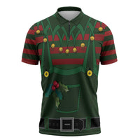 Christmas Elf Costume Zipper Polo Shirt Santa’s Little Helper Outfit - Wonder Print Shop