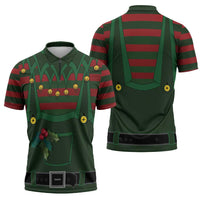 Christmas Elf Costume Zipper Polo Shirt Santa’s Little Helper Outfit - Wonder Print Shop
