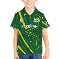 Pakistan Cricket Custom Family Matching Off The Shoulder Long Sleeve Dress and Hawaiian Shirt Shaheen Falcon Go Champions - Wonder Print Shop