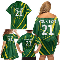 Pakistan Cricket Custom Family Matching Off Shoulder Short Dress and Hawaiian Shirt Shaheen Falcon Go Champions LT9 - Wonder Print Shop