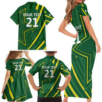 Pakistan Cricket Custom Family Matching Short Sleeve Bodycon Dress and Hawaiian Shirt Shaheen Falcon Go Champions - Wonder Print Shop