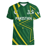 Pakistan Cricket Custom Women V-Neck T-Shirt Shaheen Falcon Go Champions - Wonder Print Shop