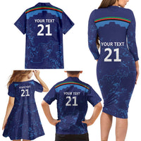 Afghan Atalans Cricket Custom Family Matching Long Sleeve Bodycon Dress and Hawaiian Shirt Afghanistan Map with Sporty Style LT9 - Wonder Print Shop