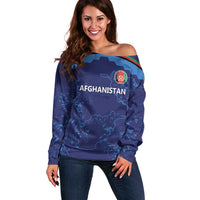 Afghan Atalans Cricket Custom Off Shoulder Sweater Afghanistan Map with Sporty Style - Wonder Print Shop