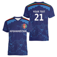 Afghan Atalans Cricket Custom Women V-Neck T-Shirt Afghanistan Map with Sporty Style - Wonder Print Shop