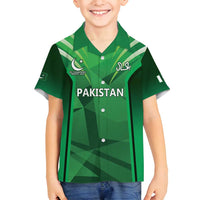 Pakistan Cricket Custom Family Matching Off Shoulder Maxi Dress and Hawaiian Shirt The Green Shirts with Sporty Pattern LT9 - Wonder Print Shop