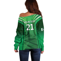 Pakistan Cricket Custom Off Shoulder Sweater The Green Shirts with Sporty Pattern - Wonder Print Shop