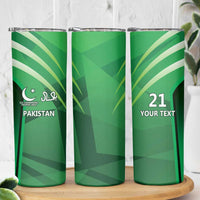 Pakistan Cricket Custom Skinny Tumbler The Green Shirts with Sporty Pattern - Wonder Print Shop