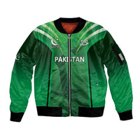 Pakistan Cricket Custom Sleeve Zip Bomber Jacket The Green Shirts with Sporty Pattern - Wonder Print Shop