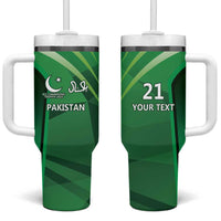 Pakistan Cricket Custom Tumbler With Handle The Green Shirts with Sporty Pattern - Wonder Print Shop