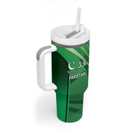 Pakistan Cricket Custom Tumbler With Handle The Green Shirts with Sporty Pattern - Wonder Print Shop