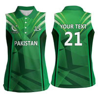 Pakistan Cricket Custom Women Sleeveless Polo Shirt The Green Shirts with Sporty Pattern - Wonder Print Shop
