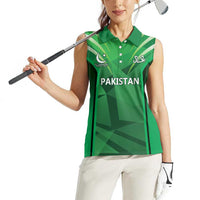 Pakistan Cricket Custom Women Sleeveless Polo Shirt The Green Shirts with Sporty Pattern - Wonder Print Shop