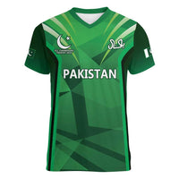 Pakistan Cricket Custom Women V-Neck T-Shirt The Green Shirts with Sporty Pattern - Wonder Print Shop