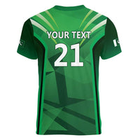 Pakistan Cricket Custom Women V-Neck T-Shirt The Green Shirts with Sporty Pattern - Wonder Print Shop