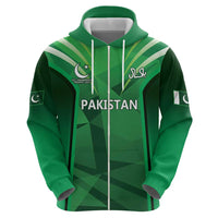 Pakistan Cricket Custom Zip Hoodie The Green Shirts with Sporty Pattern - Wonder Print Shop
