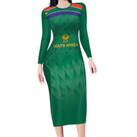 South Africa Cricket Custom Family Matching Long Sleeve Bodycon Dress and Hawaiian Shirt Proteas Green LT9 - Wonder Print Shop