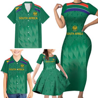 South Africa Cricket Custom Family Matching Short Sleeve Bodycon Dress and Hawaiian Shirt Proteas Green - Wonder Print Shop