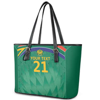 South Africa Cricket Custom Leather Tote Bag Proteas Green - Wonder Print Shop