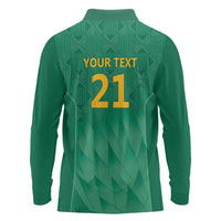 South Africa Cricket Custom Long Sleeve Polo Shirt Proteas Green - Wonder Print Shop
