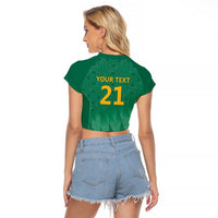 South Africa Cricket Custom Raglan Cropped T Shirt Proteas Green - Wonder Print Shop