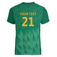 South Africa Cricket Custom Women V-Neck T-Shirt Proteas Green - Wonder Print Shop