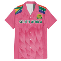 South Africa Cricket Custom Family Matching Off The Shoulder Long Sleeve Dress and Hawaiian Shirt Proteas Pink - Wonder Print Shop