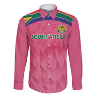 South Africa Cricket Custom Family Matching Off Shoulder Short Dress and Hawaiian Shirt Proteas Pink LT9 - Wonder Print Shop