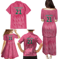 South Africa Cricket Custom Family Matching Puletasi and Hawaiian Shirt Proteas Pink - Wonder Print Shop