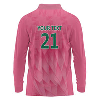 South Africa Cricket Custom Long Sleeve Polo Shirt Proteas Pink - Wonder Print Shop