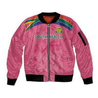 South Africa Cricket Custom Sleeve Zip Bomber Jacket Proteas Pink - Wonder Print Shop