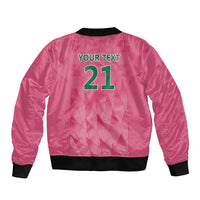 South Africa Cricket Custom Sleeve Zip Bomber Jacket Proteas Pink - Wonder Print Shop
