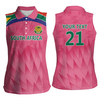 South Africa Cricket Custom Women Sleeveless Polo Shirt Proteas Pink - Wonder Print Shop