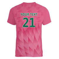 South Africa Cricket Custom Women V-Neck T-Shirt Proteas Pink - Wonder Print Shop