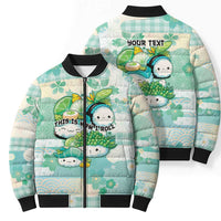 Personalized Japanese Kawaii Sushi Bomber Puffer Jacket Green Wagara Palaka This Is How I Roll - Wonder Print Shop
