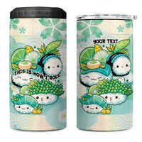 Personalized Japanese Kawaii Sushi 4 in 1 Can Cooler Tumbler Green Wagara Palaka This Is How I Roll - Wonder Print Shop