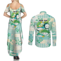 Personalized Japanese Kawaii Sushi Couples Matching Summer Maxi Dress and Long Sleeve Button Shirt Green Wagara Palaka This Is How I Roll - Wonder Print Shop
