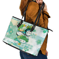Japanese Kawaii Sushi Leather Tote Bag Green Wagara Palaka This Is How I Roll - Wonder Print Shop