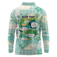 Personalized Japanese Kawaii Sushi Long Sleeve Polo Shirt Green Wagara Palaka This Is How I Roll - Wonder Print Shop
